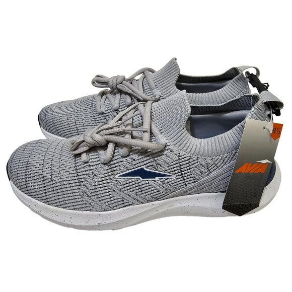 Men’s Comfort Walking Breathable Knit Sneakers Jogger Shoes Slip-On Gray Avia - Picture 1 of 6
